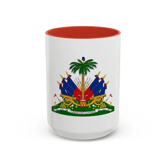 Coat of arms of Haiti - Accent Coffee Mug 15oz Red - Go Mug Yourself