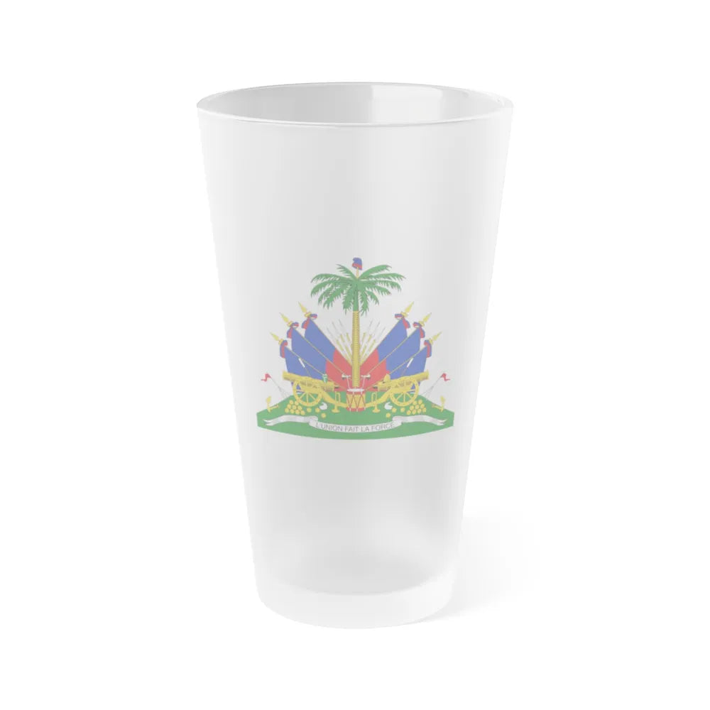 Coat of arms of Haiti - Frosted Pint Glass 16oz-16oz-Frosted-Go Mug Yourself