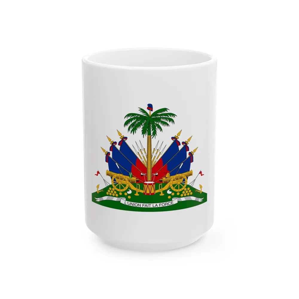 Coat of arms of Haiti - White Coffee Mug-15oz-Go Mug Yourself