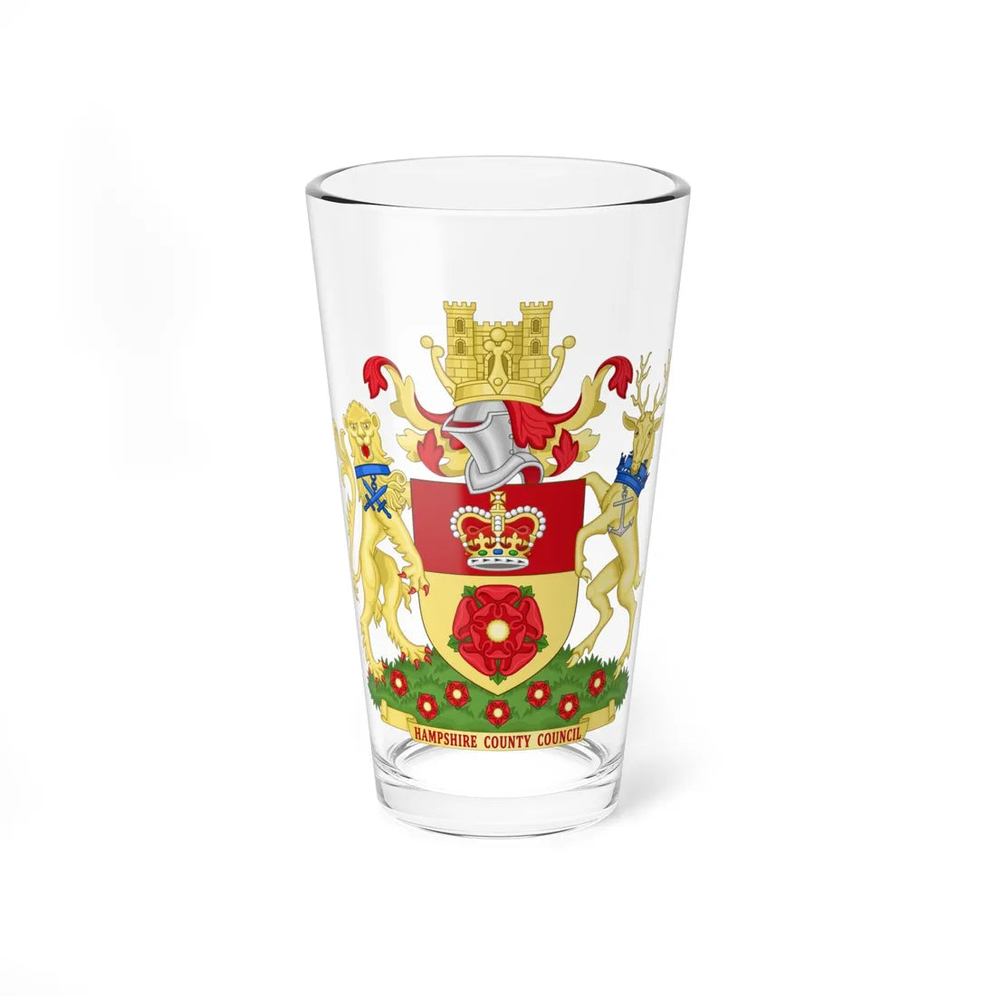 Coat of arms of Hampshire County Council England (England) (Coat of Arms) Pint Glass 16oz 16oz - Go Mug Yourself