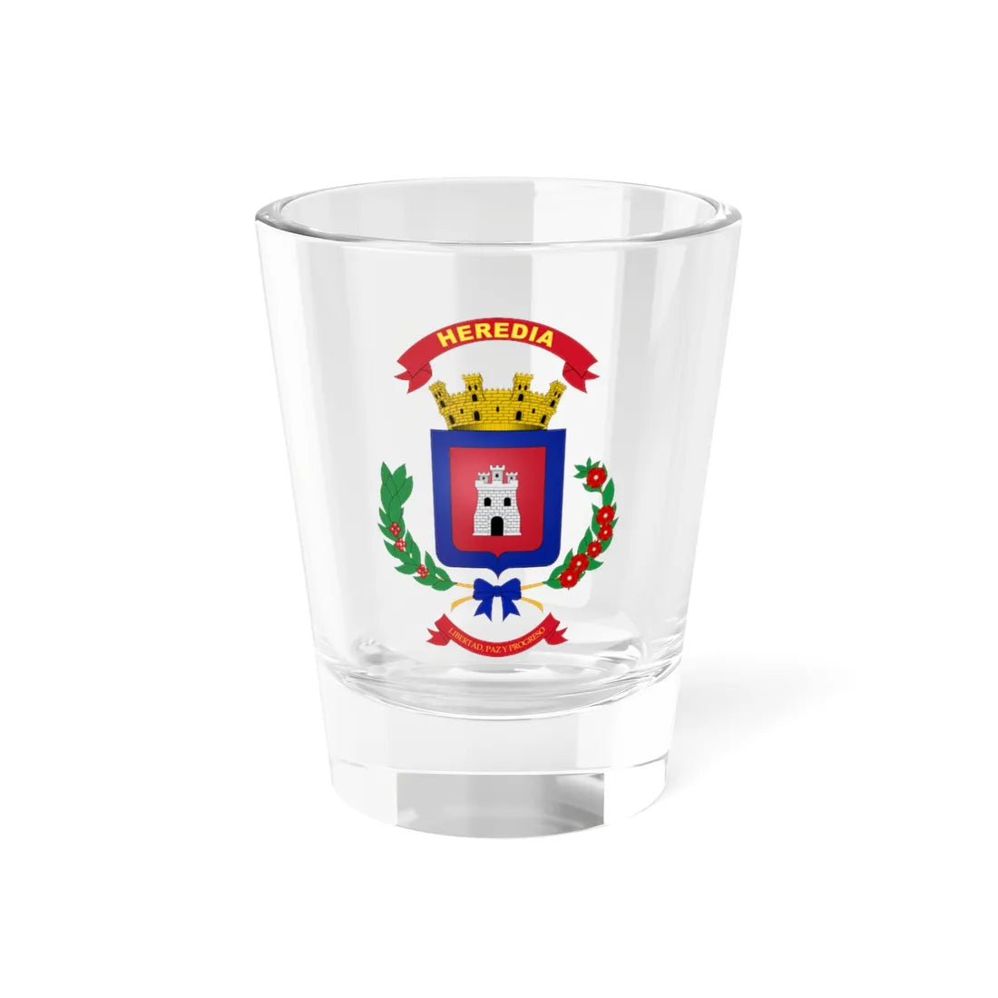 Coat of arms of Heredia (Costa Rica) (Coat of Arms) Shot Glass 1.5oz 1.5oz - Go Mug Yourself