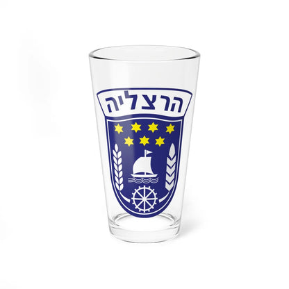 Coat of Arms of Herzliya (Israel) (Coat of Arms) Pint Glass 16oz 16oz - Go Mug Yourself