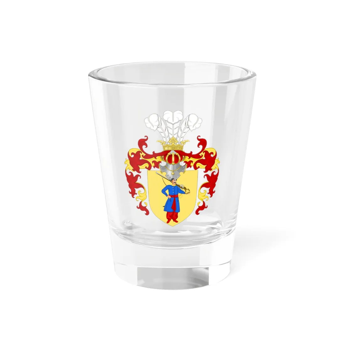 Coat of arms of Hetmanate with helmet (Ukraine) (Coat of Arms) Shot Glass 1.5oz 1.5oz - Go Mug Yourself