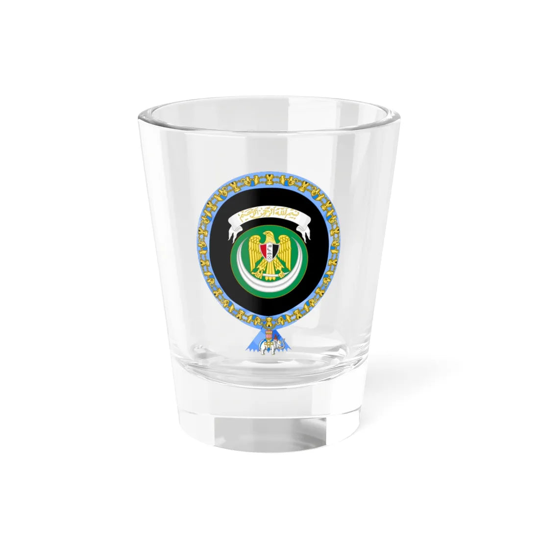 Coat of Arms of Hosni Mubarak Order of the Elephant Variant (Egypt) (Coat of Arms) Shot Glass 1.5oz 1.5oz - Go Mug Yourself