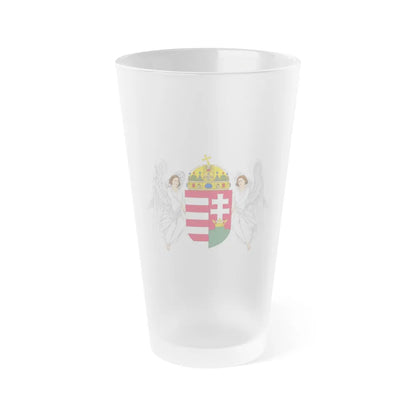 Coat of arms of Hungary (1915-1918, 1919-1946) - Frosted Pint Glass 16oz-Go Mug Yourself