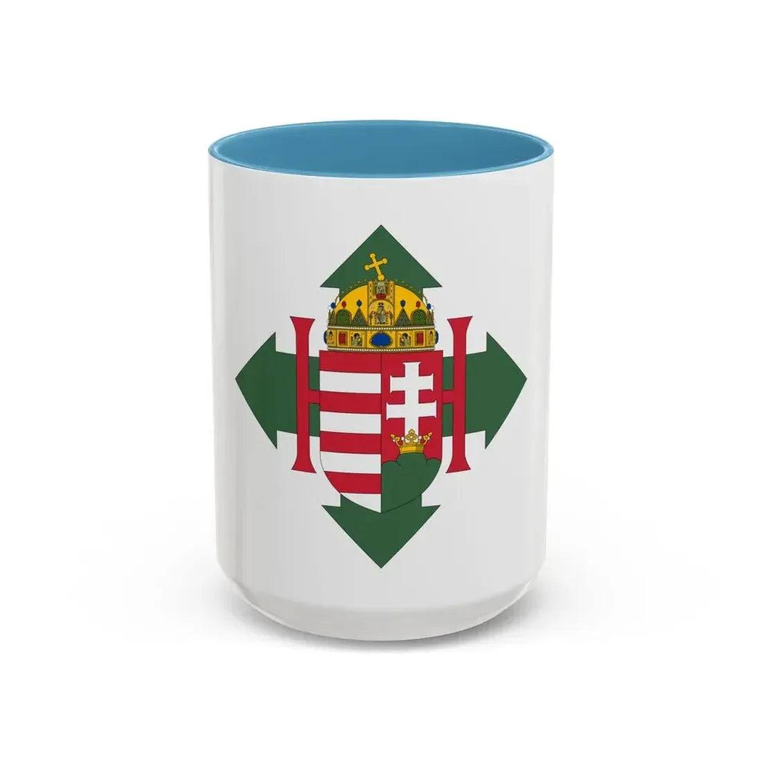 Coat of arms of Hungary (1945) - Accent Coffee Mug 15oz Light Blue - Go Mug Yourself