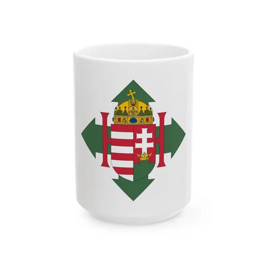 Coat of arms of Hungary (1945) - White Coffee Mug 15oz - Go Mug Yourself