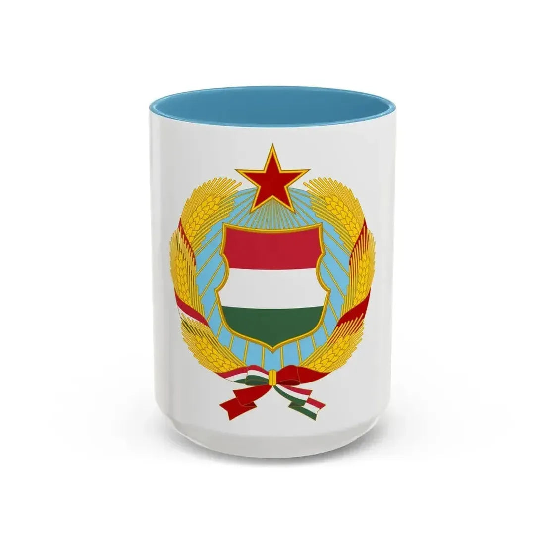 Coat of arms of Hungary (1957-1990) - Accent Coffee Mug 15oz Light Blue - Go Mug Yourself