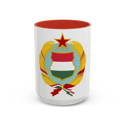 Coat of arms of Hungary (1957-1990) - Accent Coffee Mug 15oz Red - Go Mug Yourself