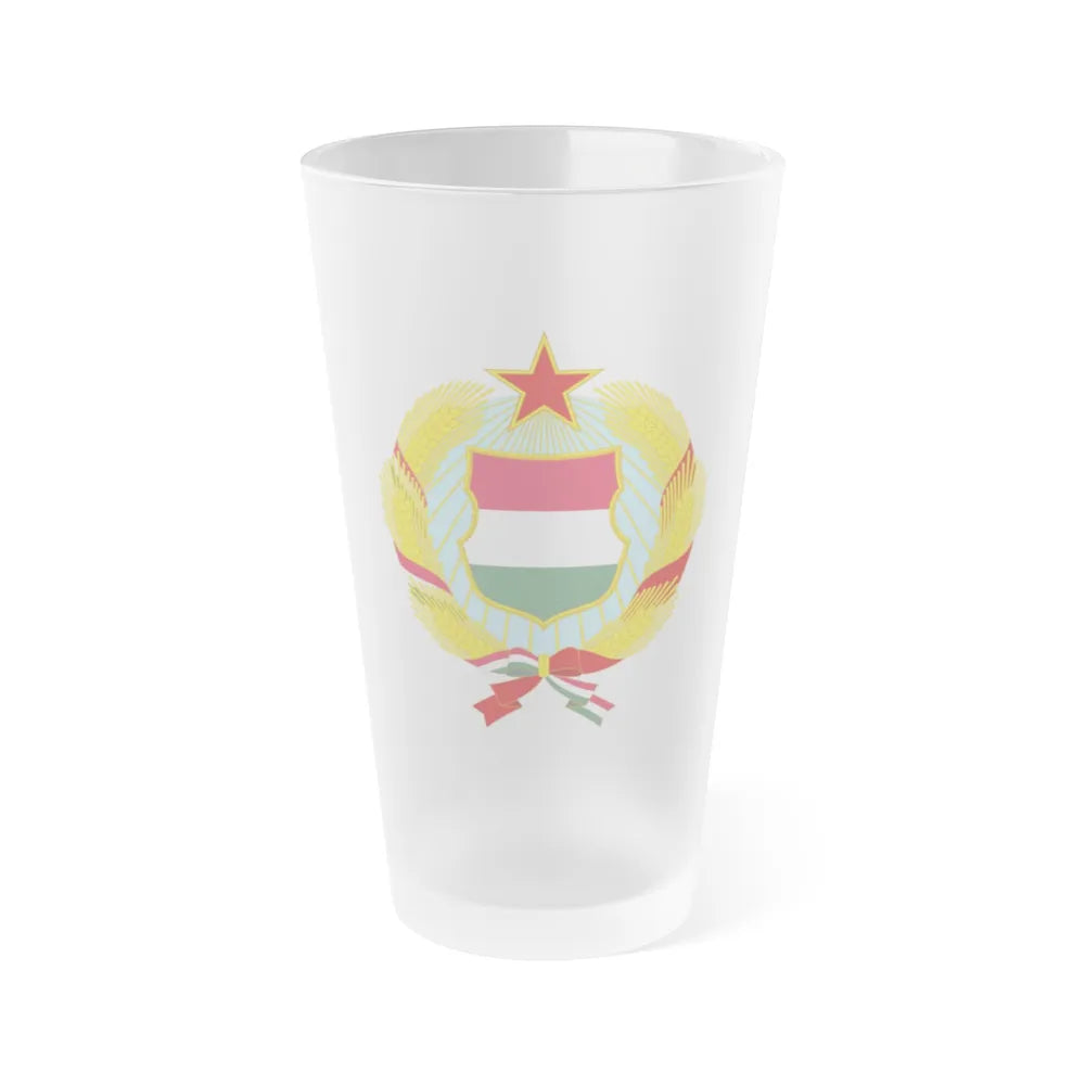 Coat of arms of Hungary (1957-1990) - Frosted Pint Glass 16oz-16oz-Frosted-Go Mug Yourself