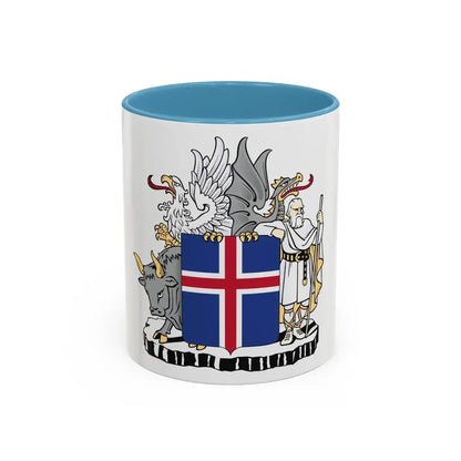 Coat of arms of Iceland - Accent Coffee Mug 11oz Light Blue - Go Mug Yourself