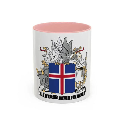 Coat of arms of Iceland - Accent Coffee Mug 11oz Pink - Go Mug Yourself