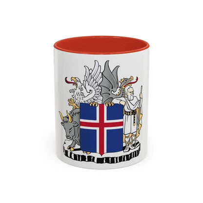 Coat of arms of Iceland - Accent Coffee Mug 11oz Red - Go Mug Yourself