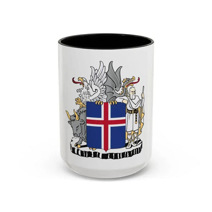 Coat of arms of Iceland - Accent Coffee Mug 15oz Black - Go Mug Yourself