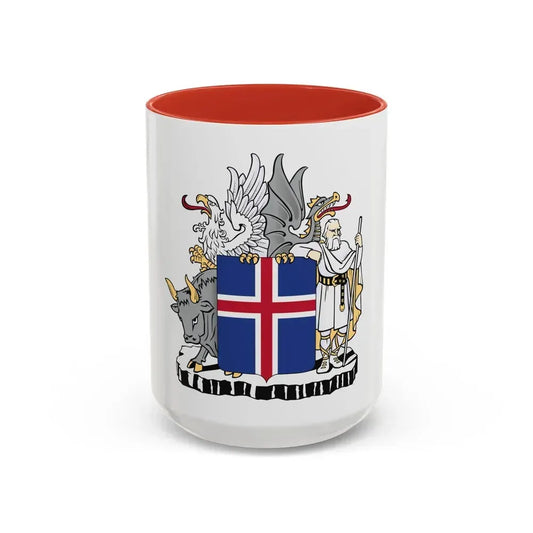 Coat of arms of Iceland - Accent Coffee Mug 15oz Red - Go Mug Yourself