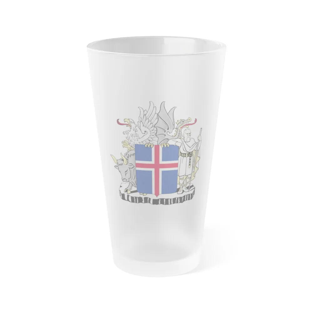 Coat of arms of Iceland - Frosted Pint Glass 16oz-16oz-Frosted-Go Mug Yourself