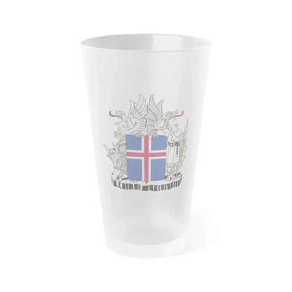 Coat of arms of Iceland - Frosted Pint Glass 16oz 16oz Frosted - Go Mug Yourself
