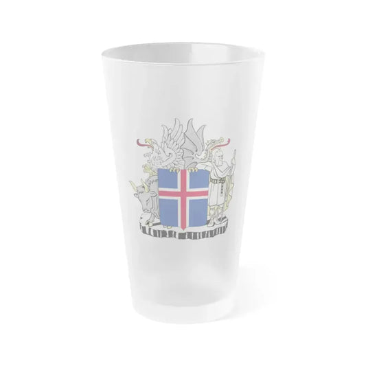Coat of arms of Iceland - Frosted Pint Glass 16oz 16oz Frosted - Go Mug Yourself