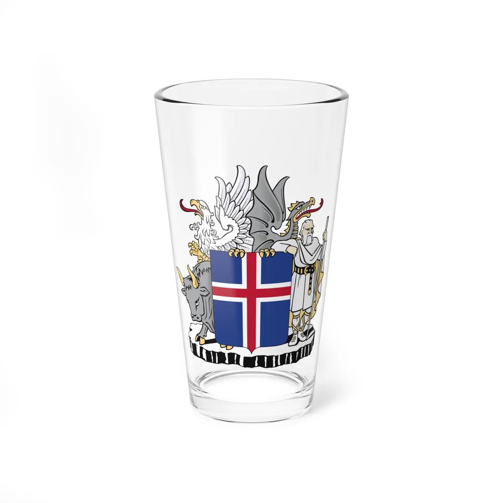 Coat of arms of Iceland - Pint Glass 16oz-16oz-Go Mug Yourself