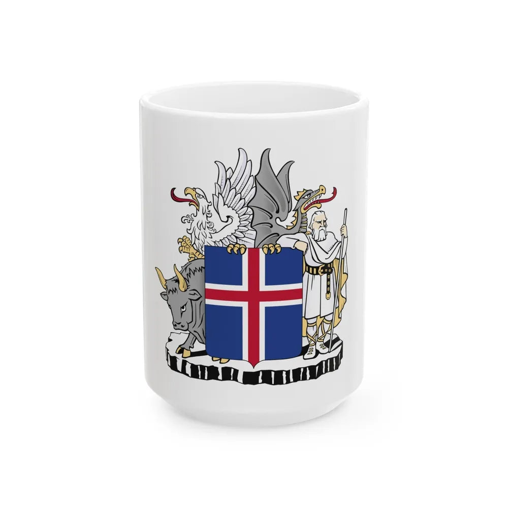 Coat of arms of Iceland - White Coffee Mug-15oz-Go Mug Yourself