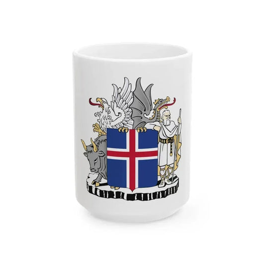 Coat of arms of Iceland - White Coffee Mug 15oz - Go Mug Yourself