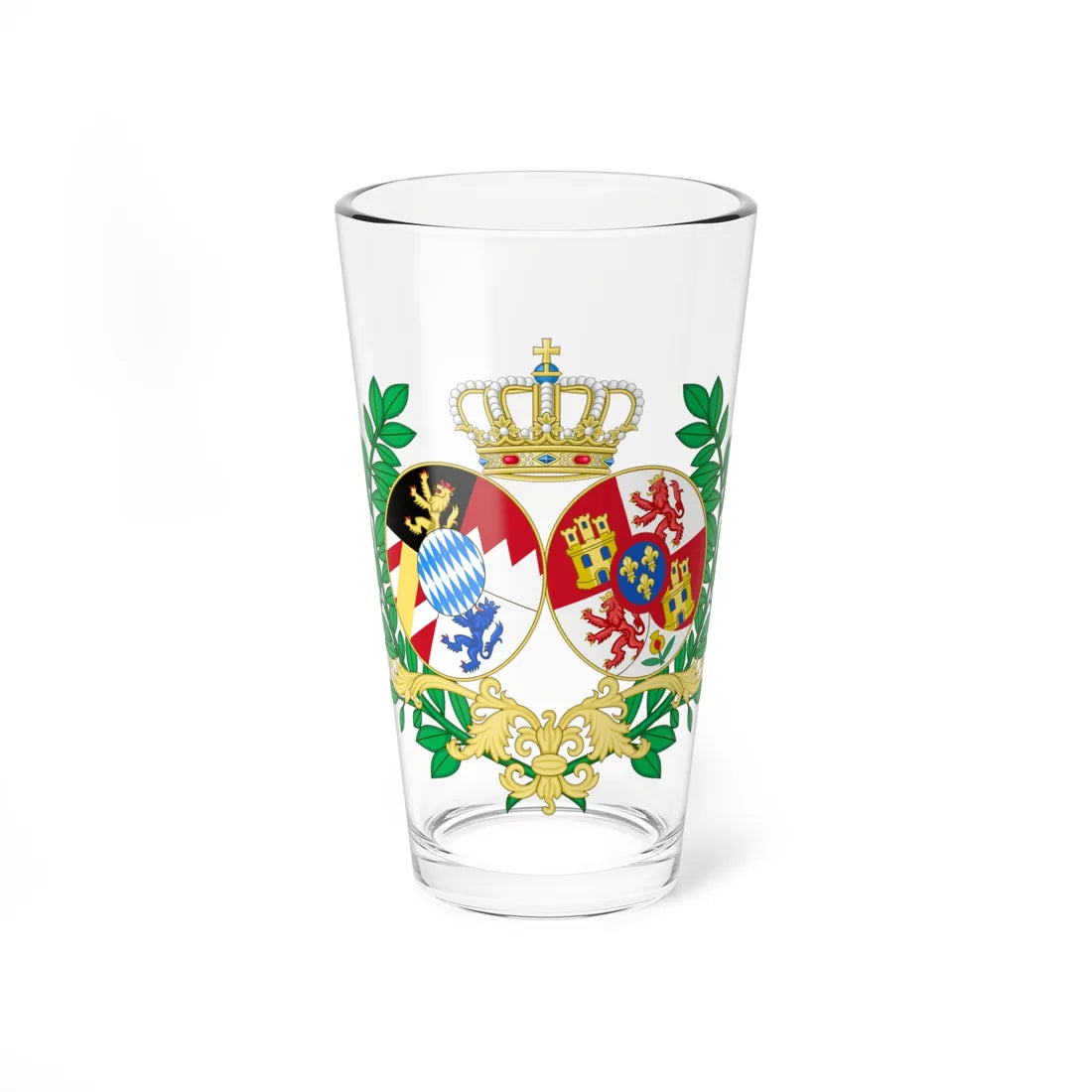 Coat of Arms of Infanta Amelia of Spain Princess Adalbert of Bavaria (Germany) (Coat of Arms) Pint Glass 16oz 16oz - Go Mug Yourself