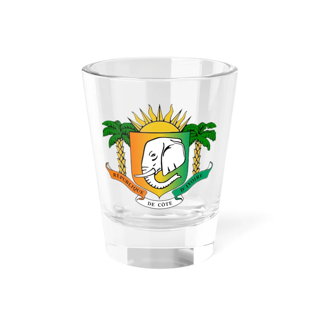 Coat of arms of Ivory Coast 1997-2001 (Coat of Arms) Shot Glass 1.5oz 1.5oz - Go Mug Yourself