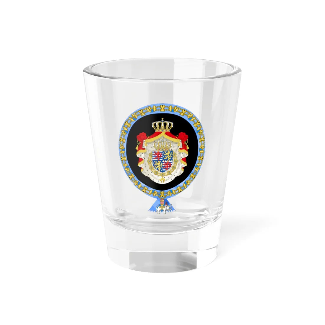 Coat of Arms of Jean of Luxembourg Order of the Elephant (Denmark) (Coat of Arms) Shot Glass 1.5oz 1.5oz - Go Mug Yourself
