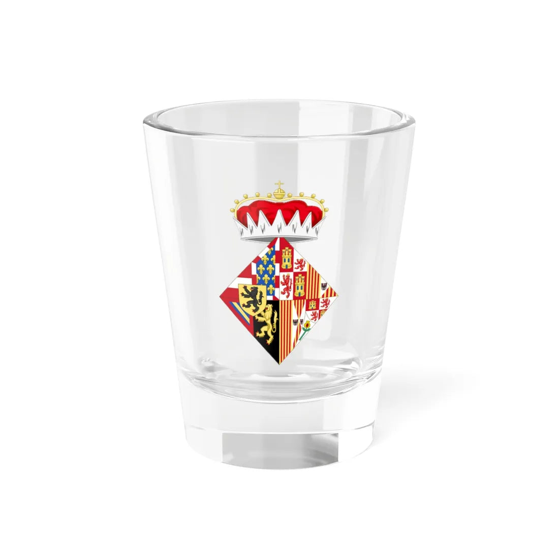 Coat of Arms of Joanna of Castile as Consort of Philip the Handsome (Belgium) (Coat of Arms) Shot Glass 1.5oz 1.5oz - Go Mug Yourself
