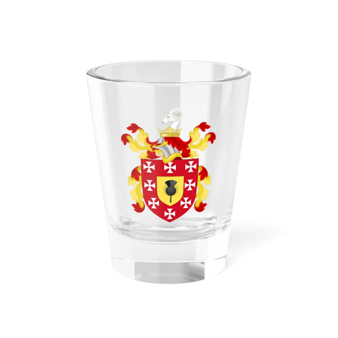 Coat of Arms of John Bartram (United States) (Coat of Arms) Shot Glass 1.5oz 1.5oz - Go Mug Yourself