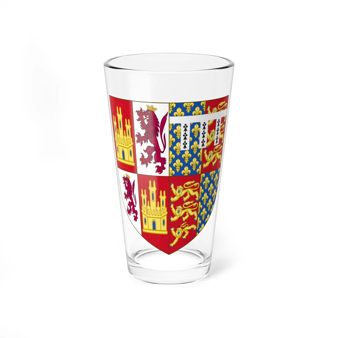 Coat of Arms of John of Gaunt First Duke of Lancaster as Crown of Castile Pretender (Spain) (Coat of Arms) Pint Glass 16oz 16oz - Go Mug Yourself