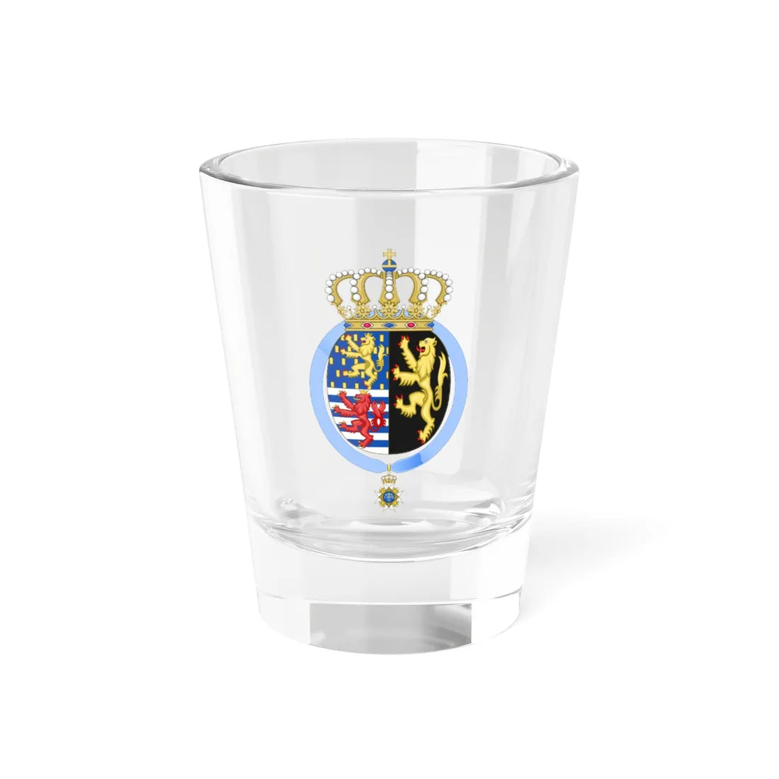 Coat of arms of Josephine Charlotte of Luxembourg Order of Seraphim (Luxembourg) (Coat of Arms) Shot Glass 1.5oz 1.5oz - Go Mug Yourself