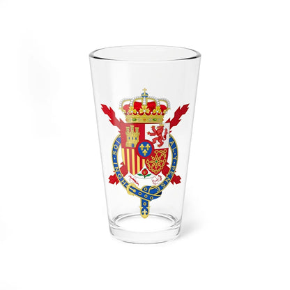 Coat of Arms of Juan Carlos I of Spain Member of the Garter Variant (United Kingdom) (Coat of Arms) Pint Glass 16oz 16oz - Go Mug Yourself