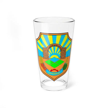 Coat of arms of Karbinci Municipality (North Macedonia) (Coat of Arms) Pint Glass 16oz 16oz - Go Mug Yourself