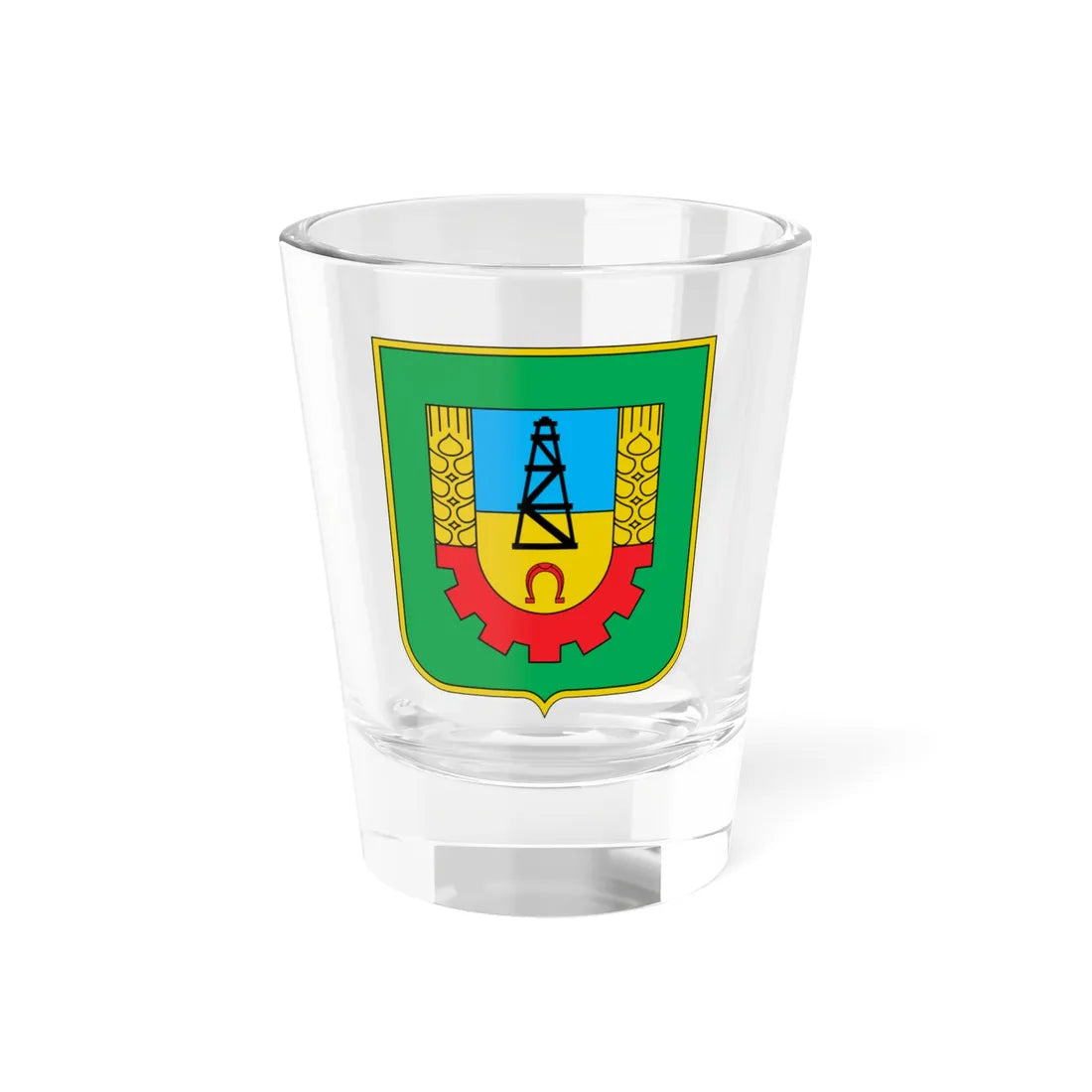Coat of Arms of Karlivka raion (Ukraine) (Coat of Arms) Shot Glass 1.5oz 1.5oz - Go Mug Yourself