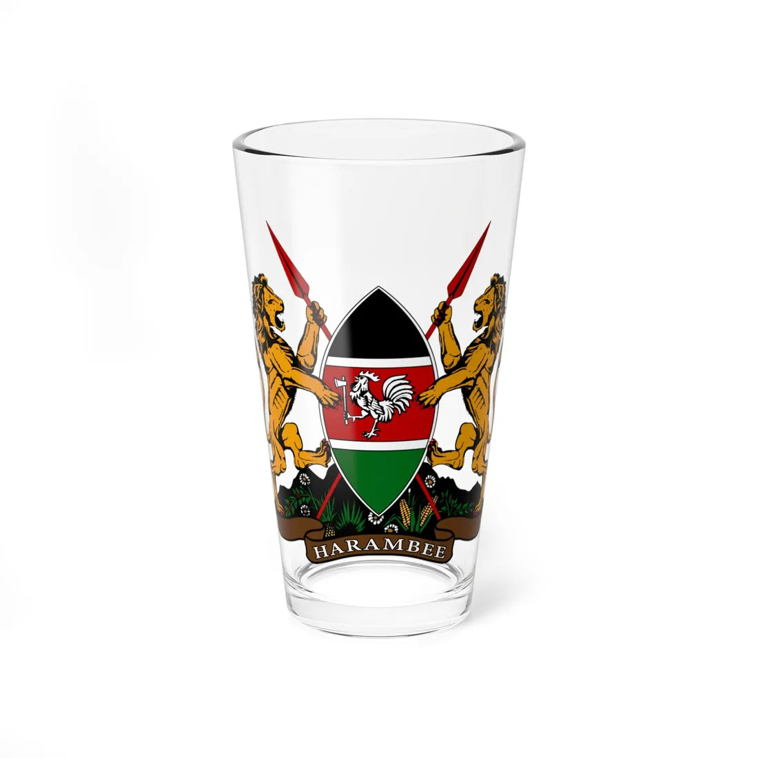Coat of arms of Kenya Official (Kenya) (Coat of Arms) Pint Glass 16oz 16oz - Go Mug Yourself