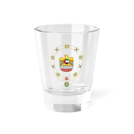 Coat of Arms of Khalifa bin Zayed Al Nahyan Spanish Order of the Civil Merit (United Arab Emirates) (Coat of Arms) Shot Glass 1.5oz 1.5oz - Go Mug Yourself