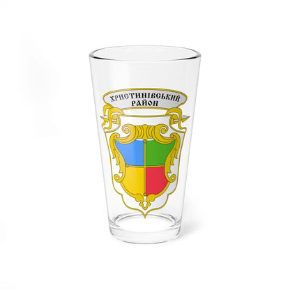 Coat of Arms of Khrystynivka raion (Ukraine) (Coat of Arms) Pint Glass 16oz 16oz - Go Mug Yourself