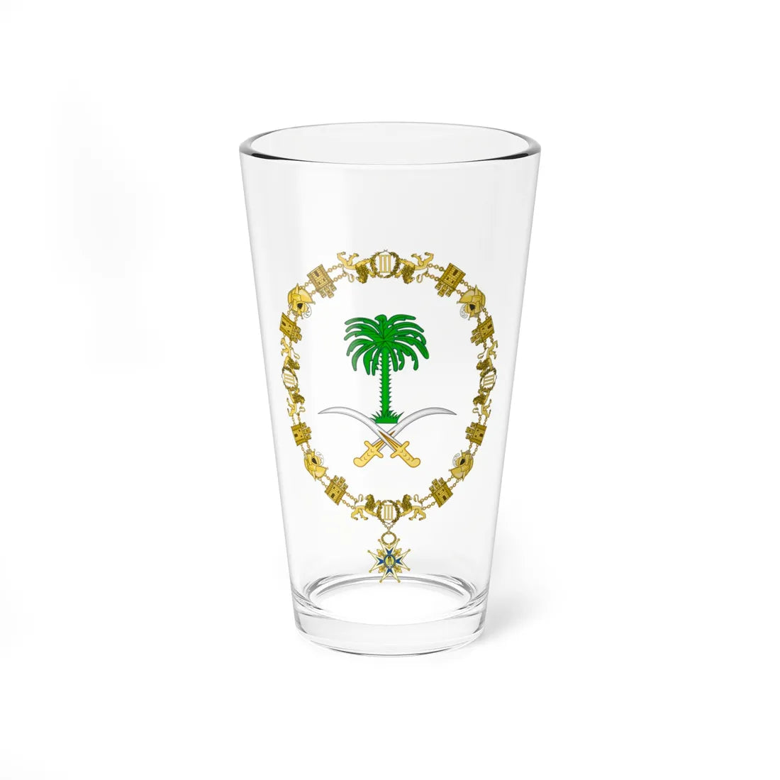 Coat of arms of King Jálid of Saudi Arabia Order of Charles III (Saudi Arabia) (Coat of Arms) Pint Glass 16oz 16oz - Go Mug Yourself