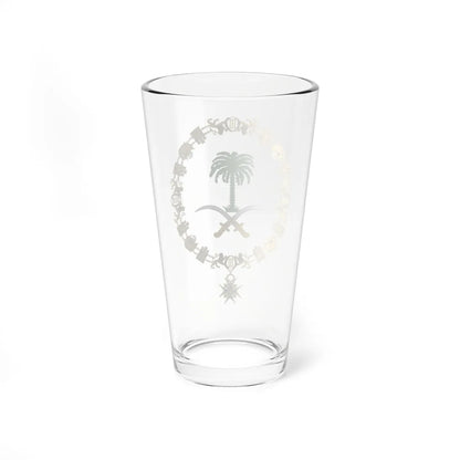Coat of arms of King Jálid of Saudi Arabia Order of Charles III (Saudi Arabia) (Coat of Arms) Pint Glass 16oz - Go Mug Yourself