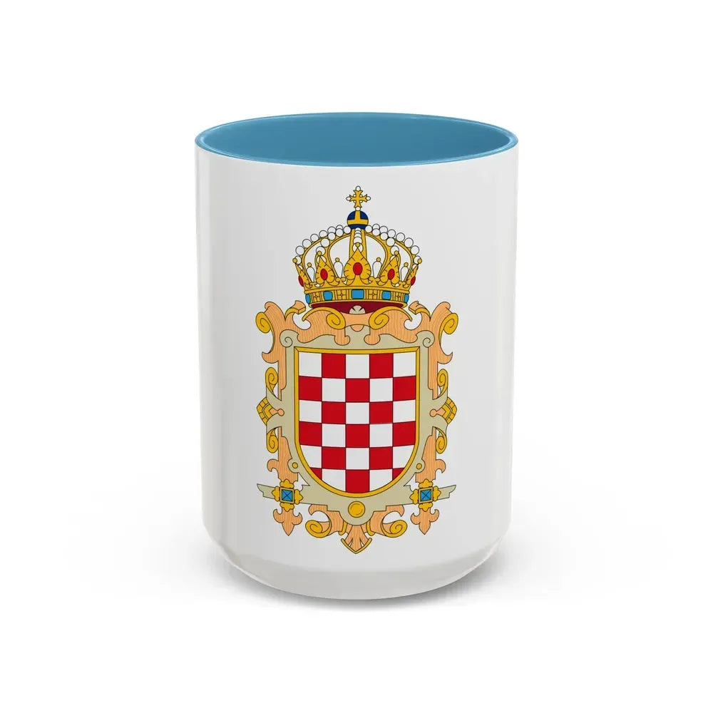 Coat of Arms of Kingdom of Croatia - Accent Coffee Mug 15oz Light Blue - Go Mug Yourself