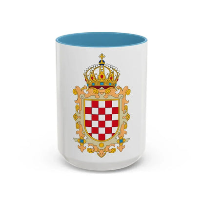 Coat of Arms of Kingdom of Croatia - Accent Coffee Mug 15oz Light Blue - Go Mug Yourself