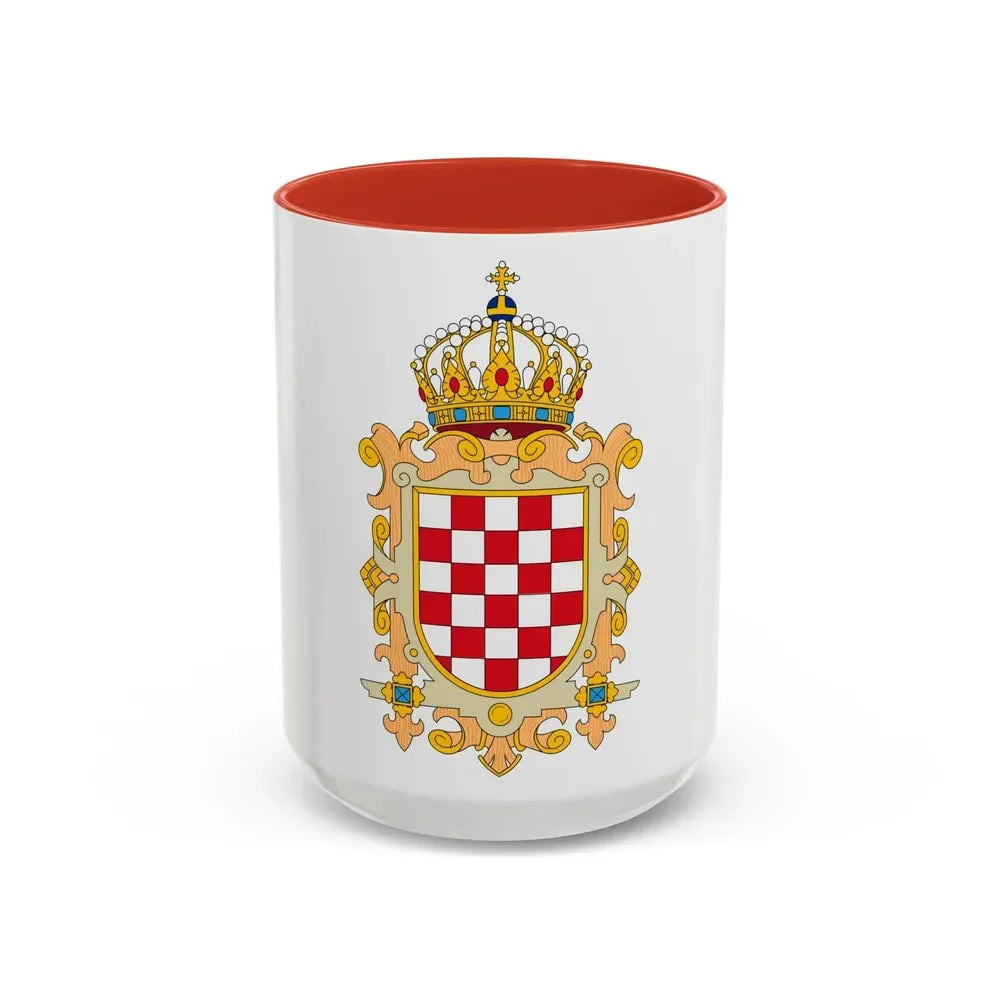 Coat of Arms of Kingdom of Croatia - Accent Coffee Mug 15oz Red - Go Mug Yourself