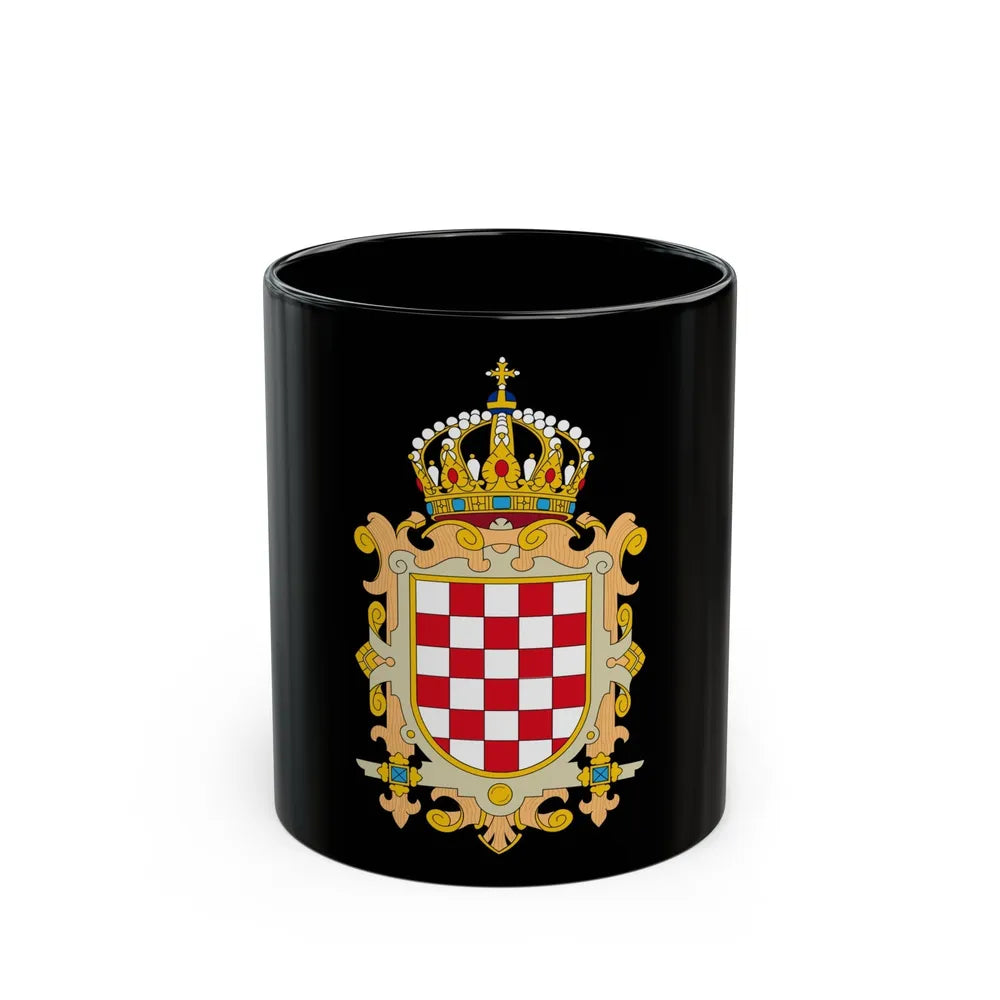 Coat of Arms of Kingdom of Croatia - Black Coffee Mug-11oz-Go Mug Yourself