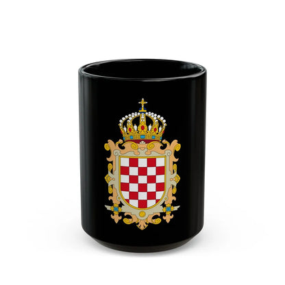 Coat of Arms of Kingdom of Croatia - Black Coffee Mug-15oz-Go Mug Yourself