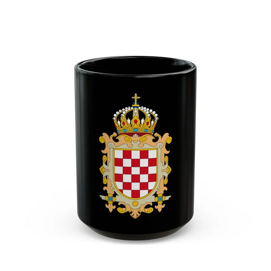 Coat of Arms of Kingdom of Croatia - Black Coffee Mug-15oz-Go Mug Yourself