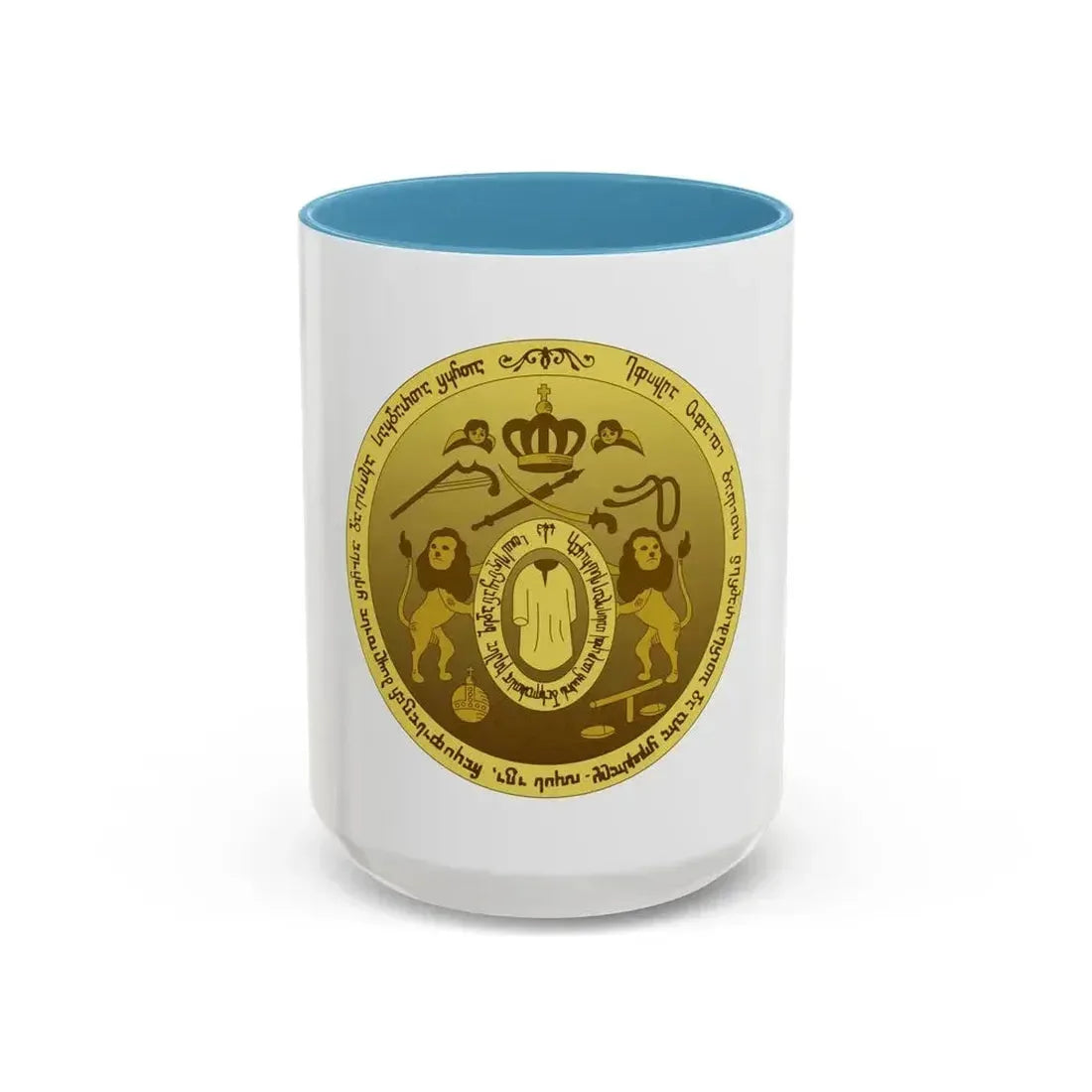 Coat of arms of Kingdom of Kartli-Kakheti - Accent Coffee Mug 15oz Light Blue - Go Mug Yourself