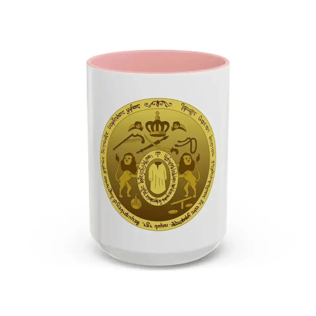Coat of arms of Kingdom of Kartli-Kakheti - Accent Coffee Mug 15oz Pink - Go Mug Yourself