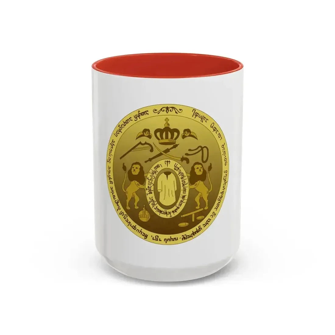 Coat of arms of Kingdom of Kartli-Kakheti - Accent Coffee Mug 15oz Red - Go Mug Yourself