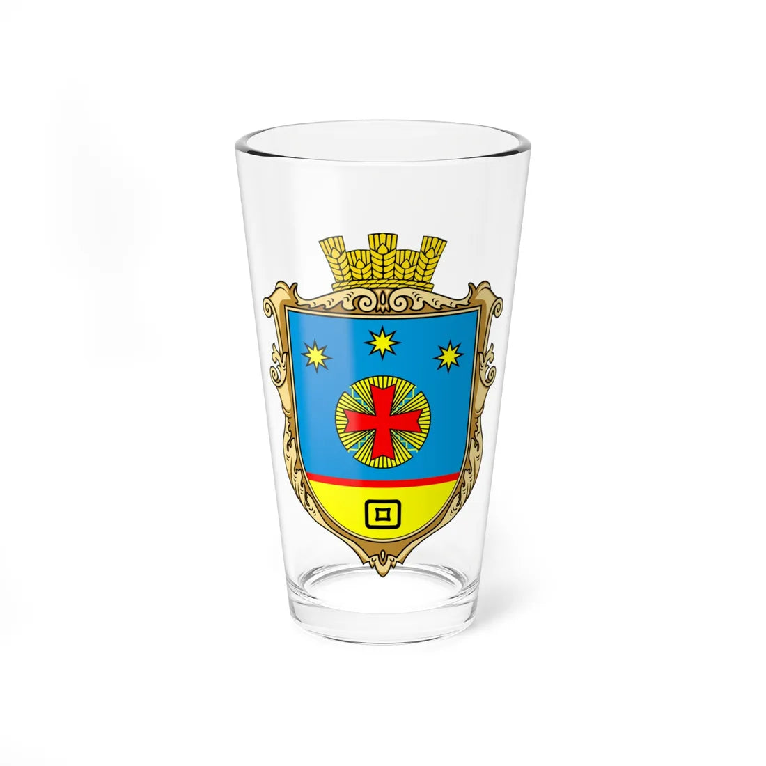 Coat of Arms of Krasnosillia Kropyvnytskyi Raion (Ukraine) (Coat of Arms) Pint Glass 16oz 16oz - Go Mug Yourself